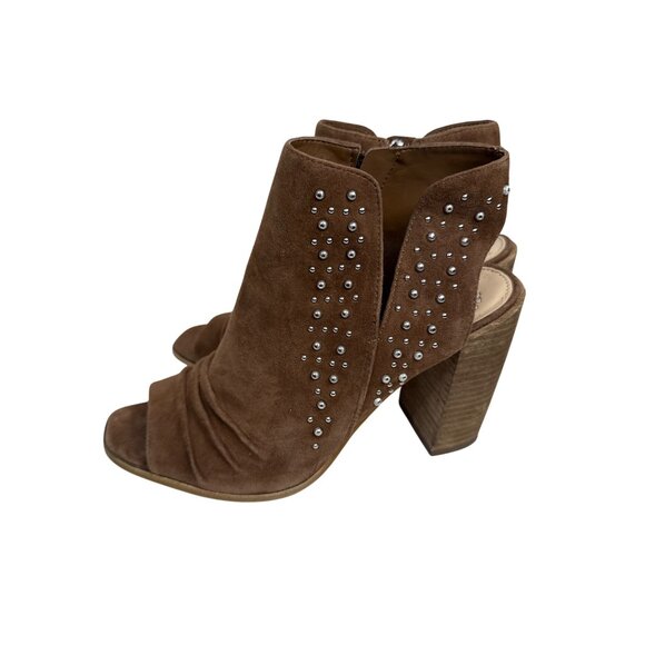 Vince Camuto Brown Studded Peep Toe Booties Women’s 10 - Picture 6 of 14